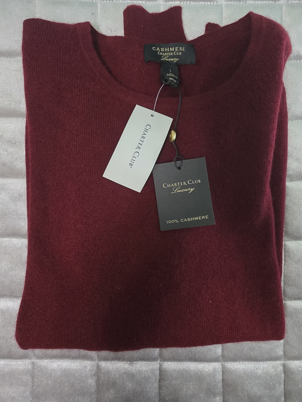 Charter Club Women's Cashmere Crewneck Sweater - Wine